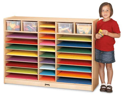 Organizer of construction paper and art supplies
