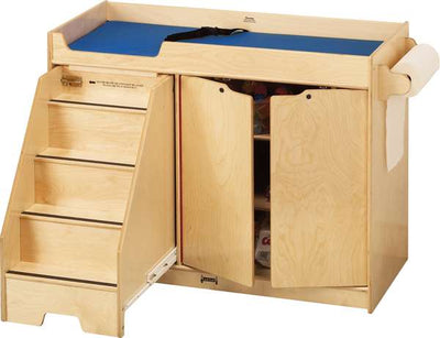 Changing table with retractable steps